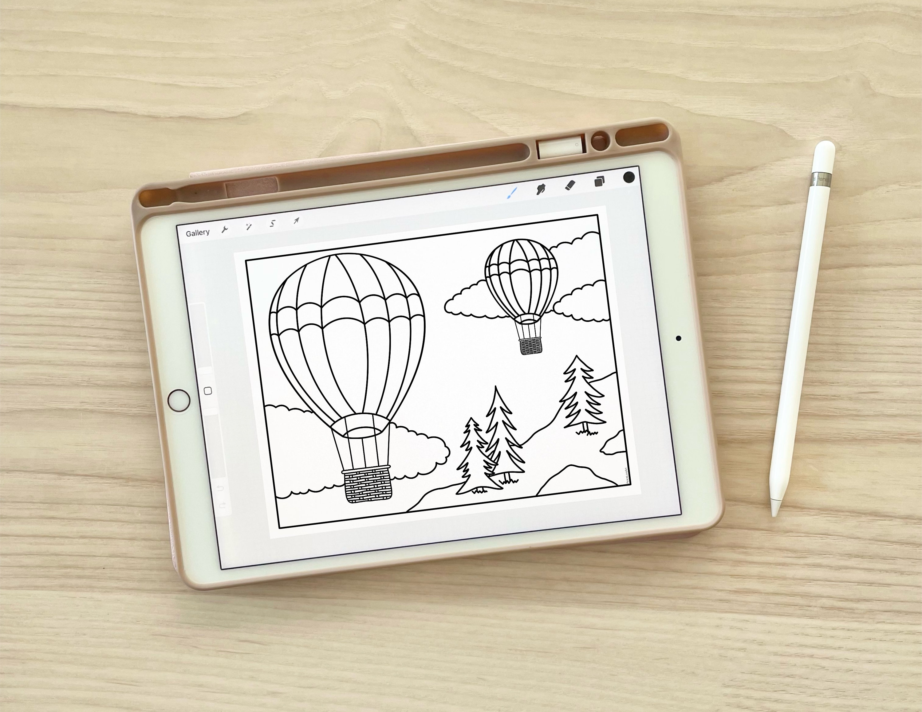 Hot Air Balloon Coloring Page - Etsy