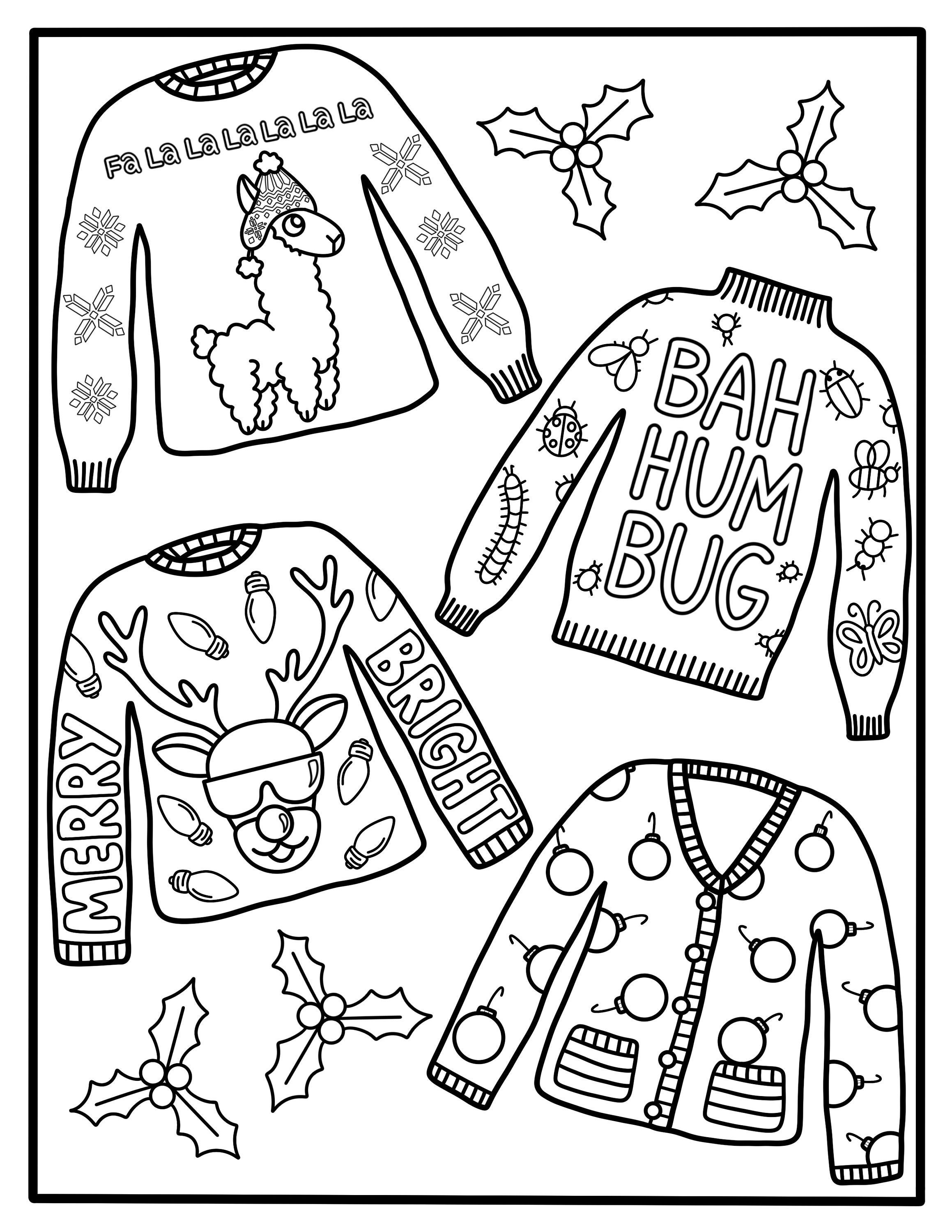 Ugly Christmas Sweater Coloring Page - Etsy