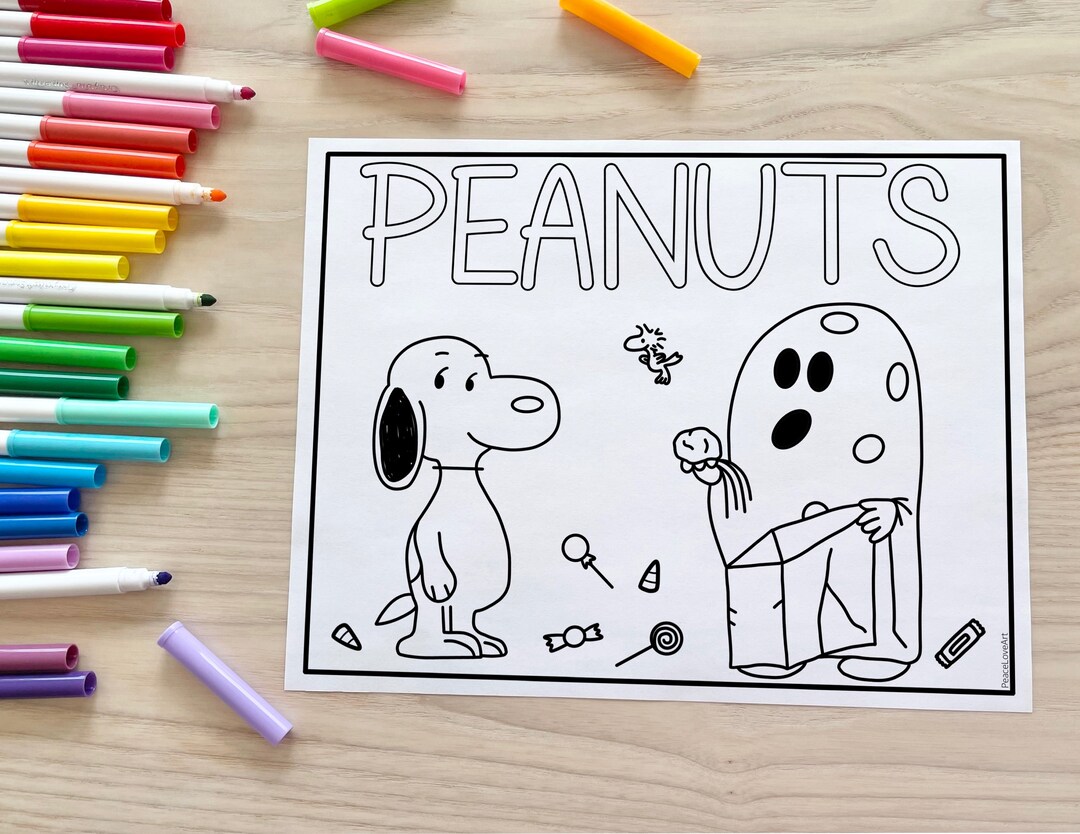 Peanuts Halloween Coloring Page Etsy