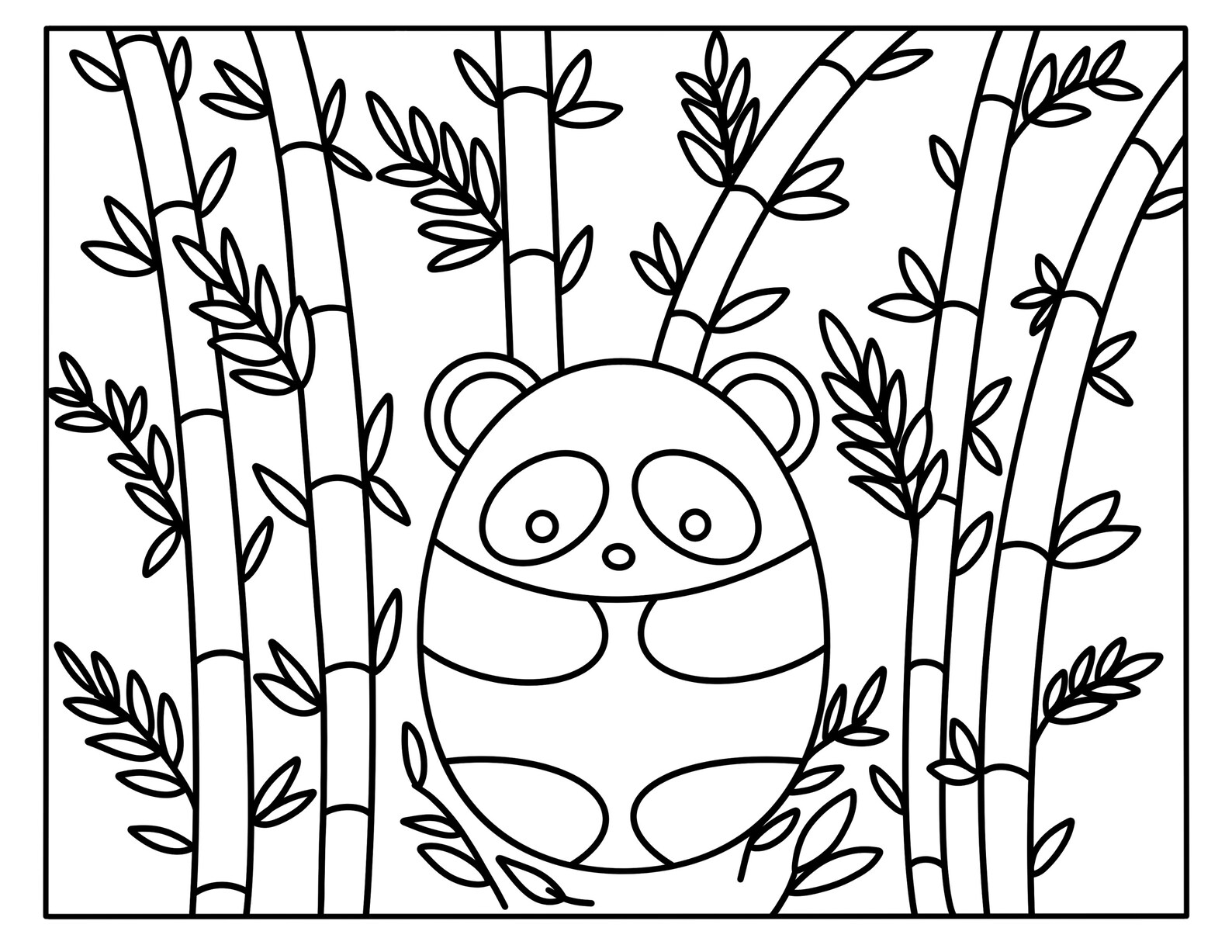 Panda and bamboo coloring page | Etsy
