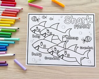 baby shark coloring page etsy