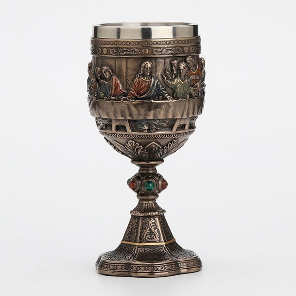 Last Supper Chalice, Jesus Last Supper Goblet, Holy Grail Goblet, Christian Chalice, Mother Gifts