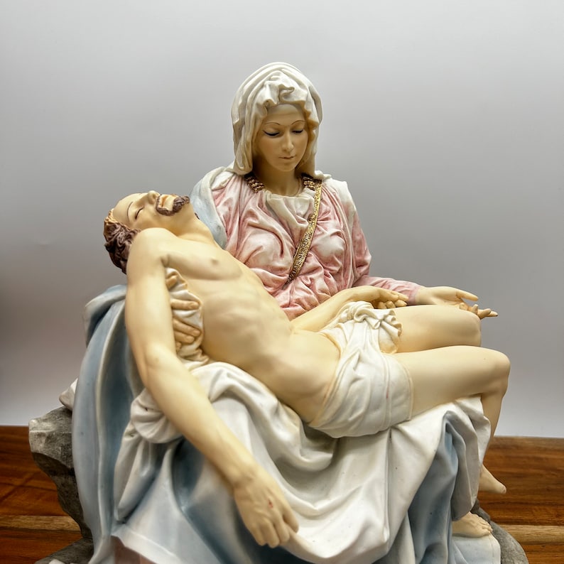 Pieta by Michelangelo Mother Mary Holding Jesus Pieta Sculpture Pieta Statue Resin At home Christmas decorations Mother Day Gift image 1