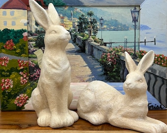 Set of 2  Rabbit Figurines, Standing Rabbit 9.5" Home decor, Bunny Rabbit Table Decor Indoor Rabbit Decor Figurines