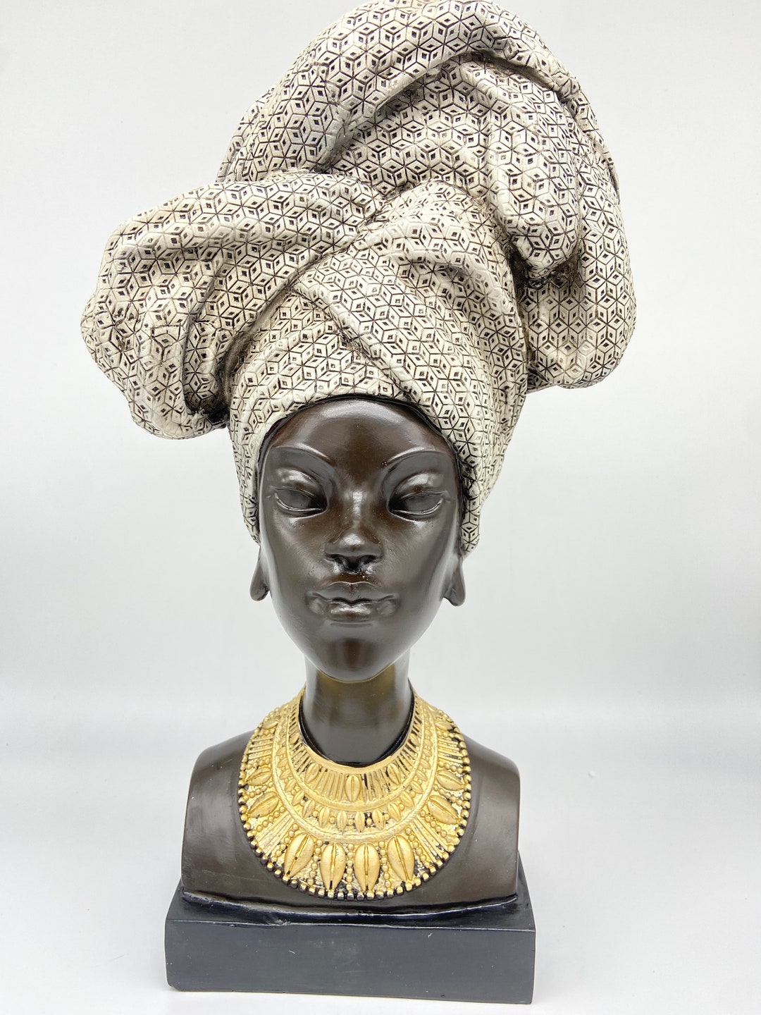 Statue of African American Lady, African Lady Head Wrap Statue, African