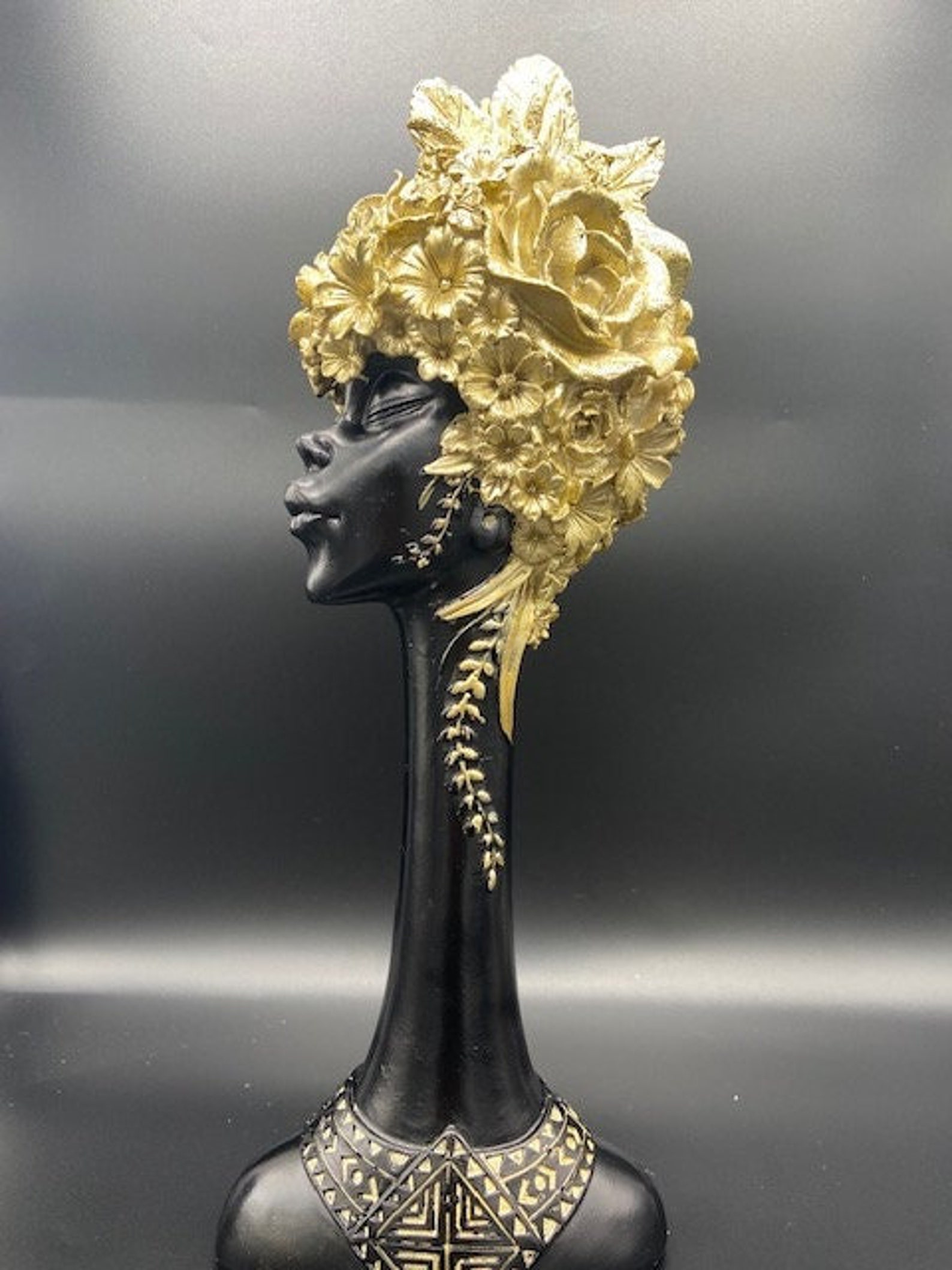 African Head Bust Resin Sculpture African Lady Bust Large Etsy