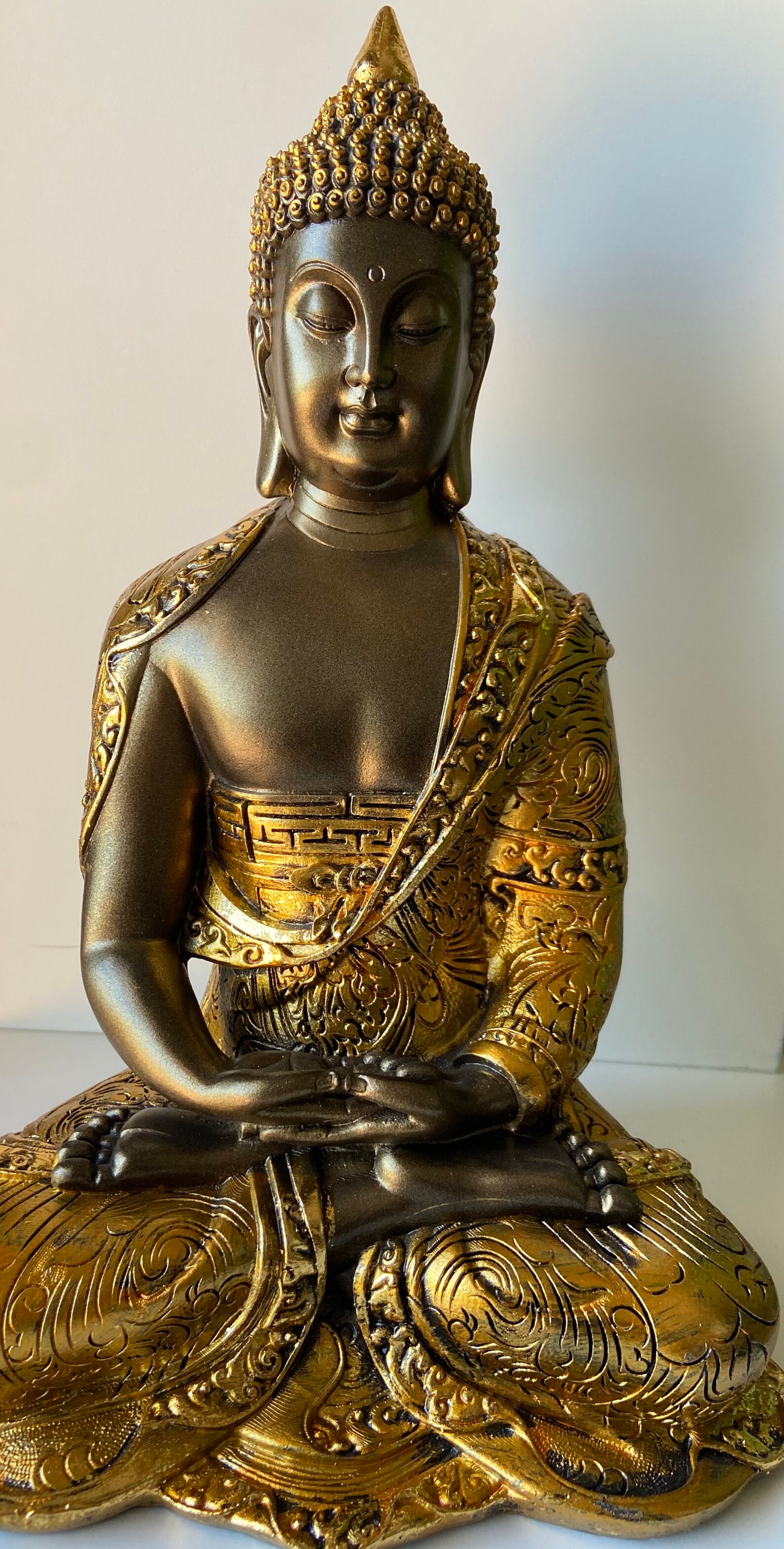 Golden Buddha Statue Folding Hands Etsy
