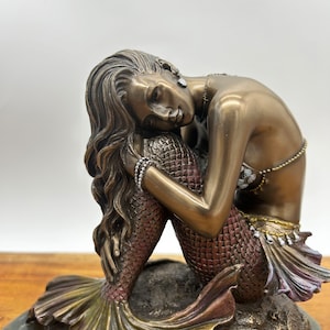 Mermaid Sitting on Rock Decorative Sculpture Mermaid Sculpture,Mermaid Home Decor, Anniversary Gift, Gift for her, Table Decor Gift