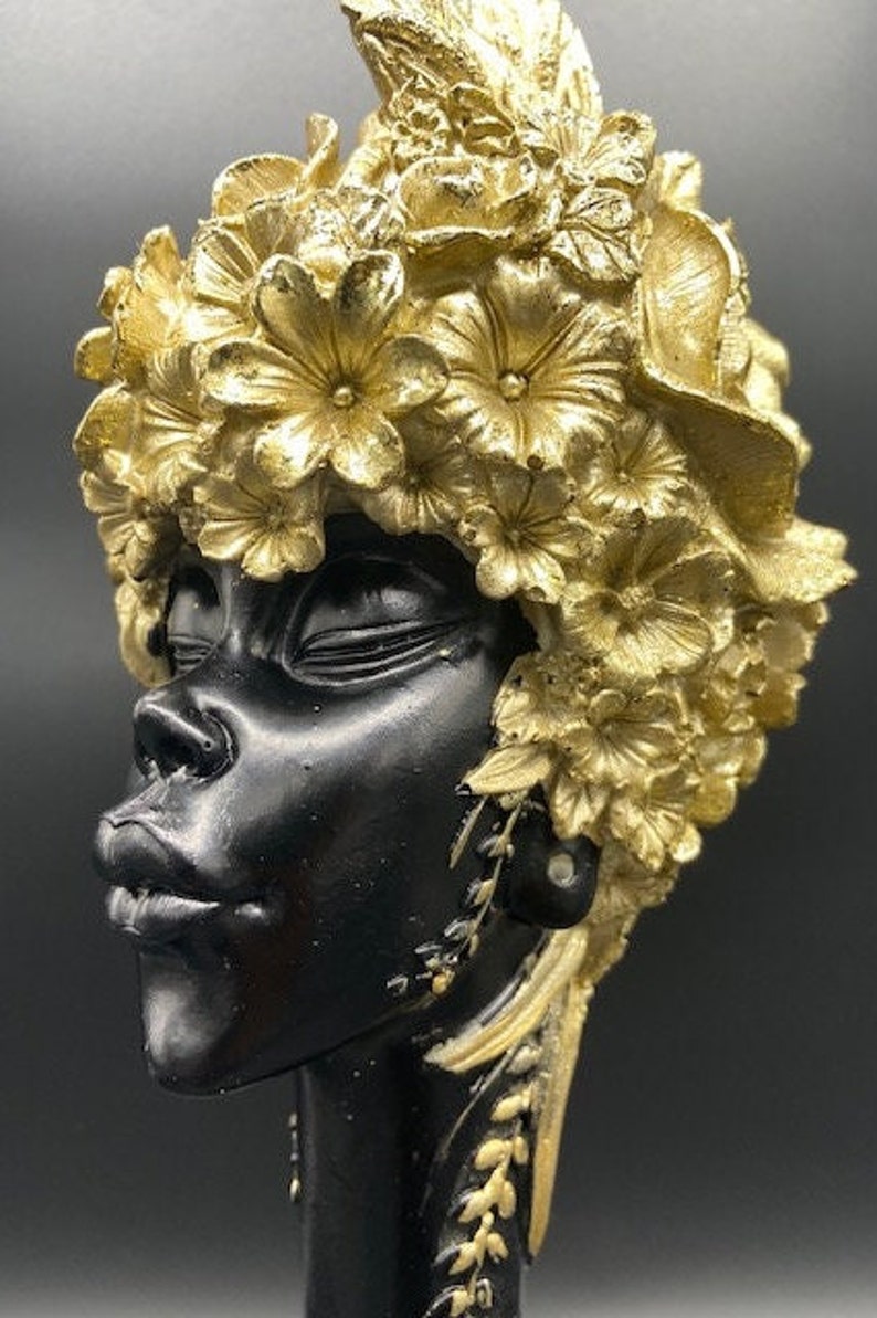 African Head Bust Resin Sculpture African Lady Bust Large Etsy