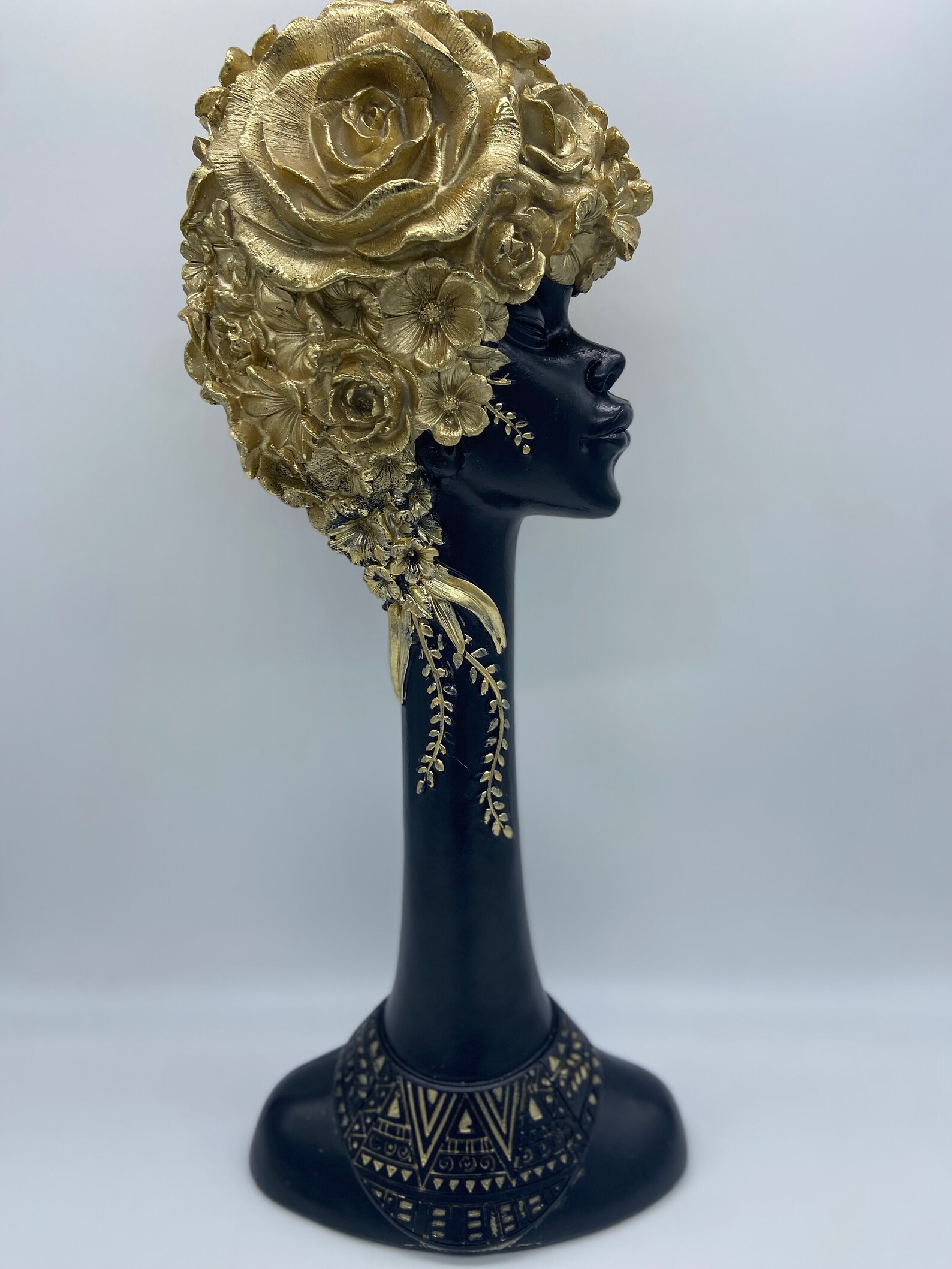African Head Bust Resin Sculpture African Lady Bust Large Etsy