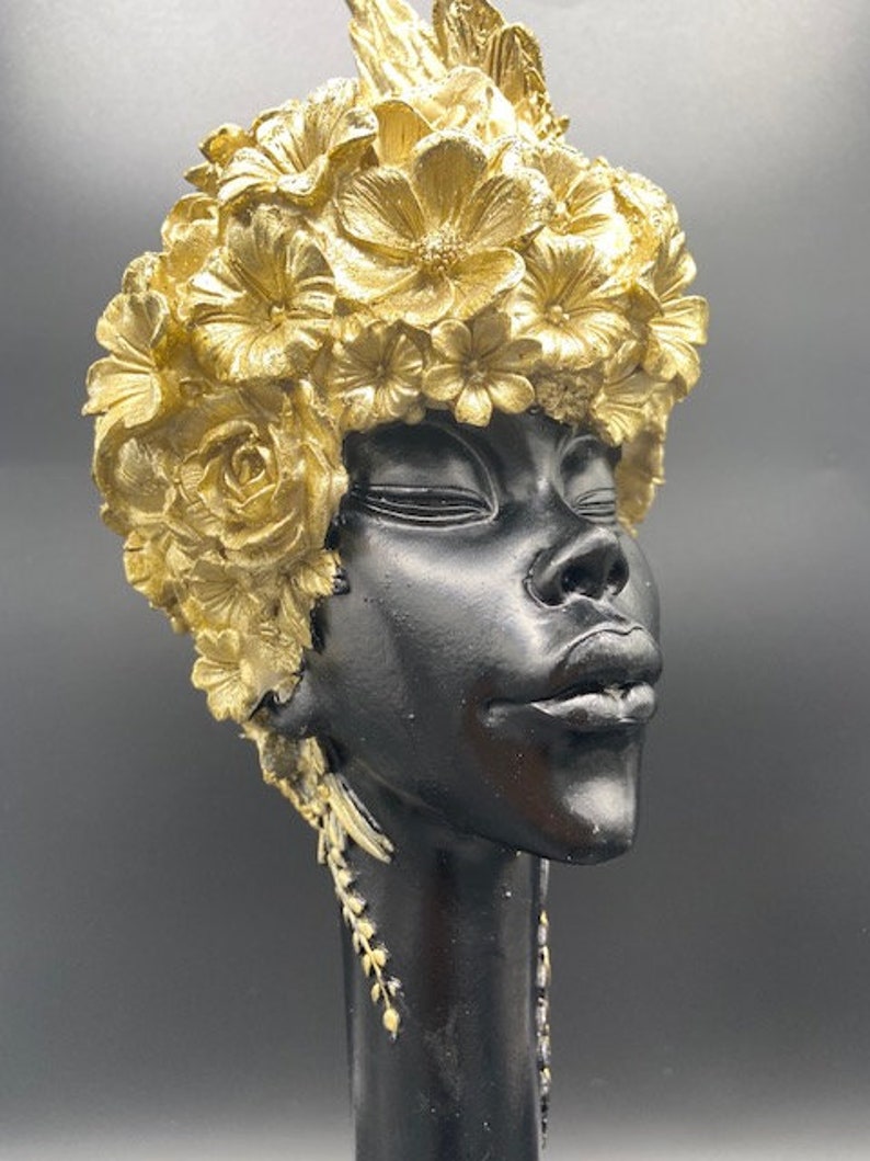 African Head Bust Resin Sculpture African Lady Bust Large Etsy