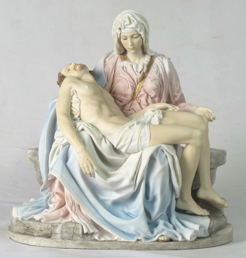 Pieta by Michelangelo Mother Mary Holding Jesus Pieta Sculpture Pieta Statue Resin At home Christmas decorations Mother Day Gift image 3