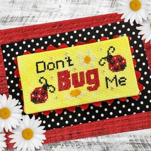 Ladybug Cross Stitch Pattern: Valentine&#39;s Day Spring Needleart (PDF Download)