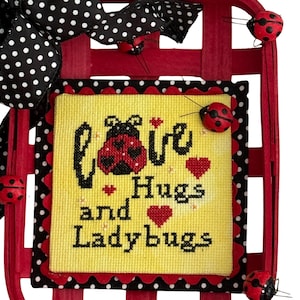 Ladybug Cross Stitch Pattern: Love, Hugs, Valentines (PDF Download