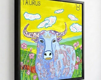 Taurus Zodiac Digital Print | Printable Astrology Wall Art | Earth Sign Birthday Gift | Loyal Bull Art | Celestial Instant Download