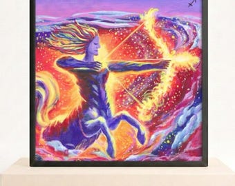 Schütze Sternzeichen Digitaldruck | Druckbare Astrologie Wandkunst | Geburtstagsgeschenk für ihn Visionär Bogenschütze Art |Celestial Instant Download