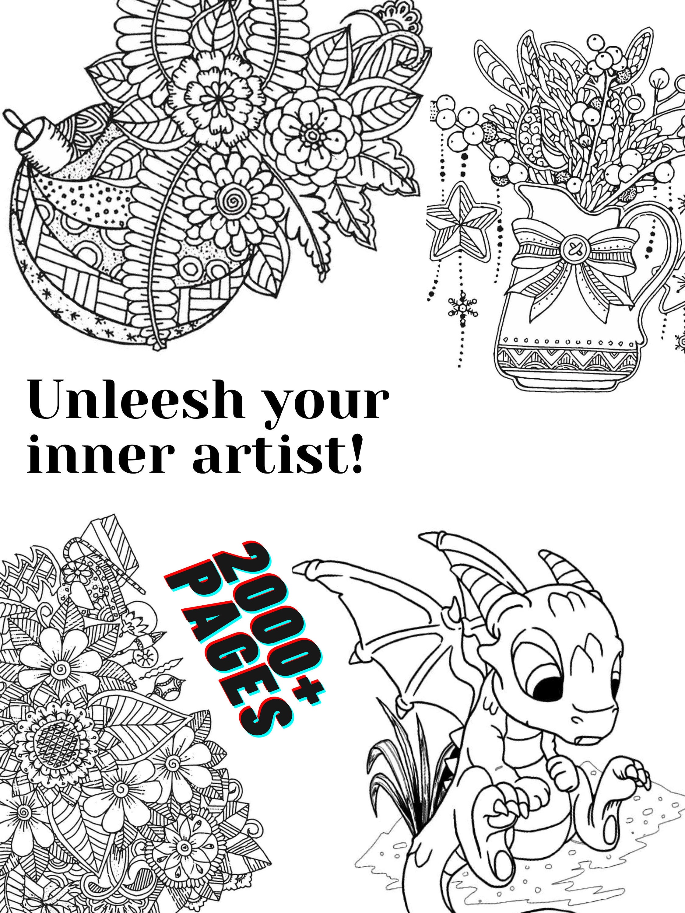 Assorted coloring book/Children and Adults/Digital | Etsy