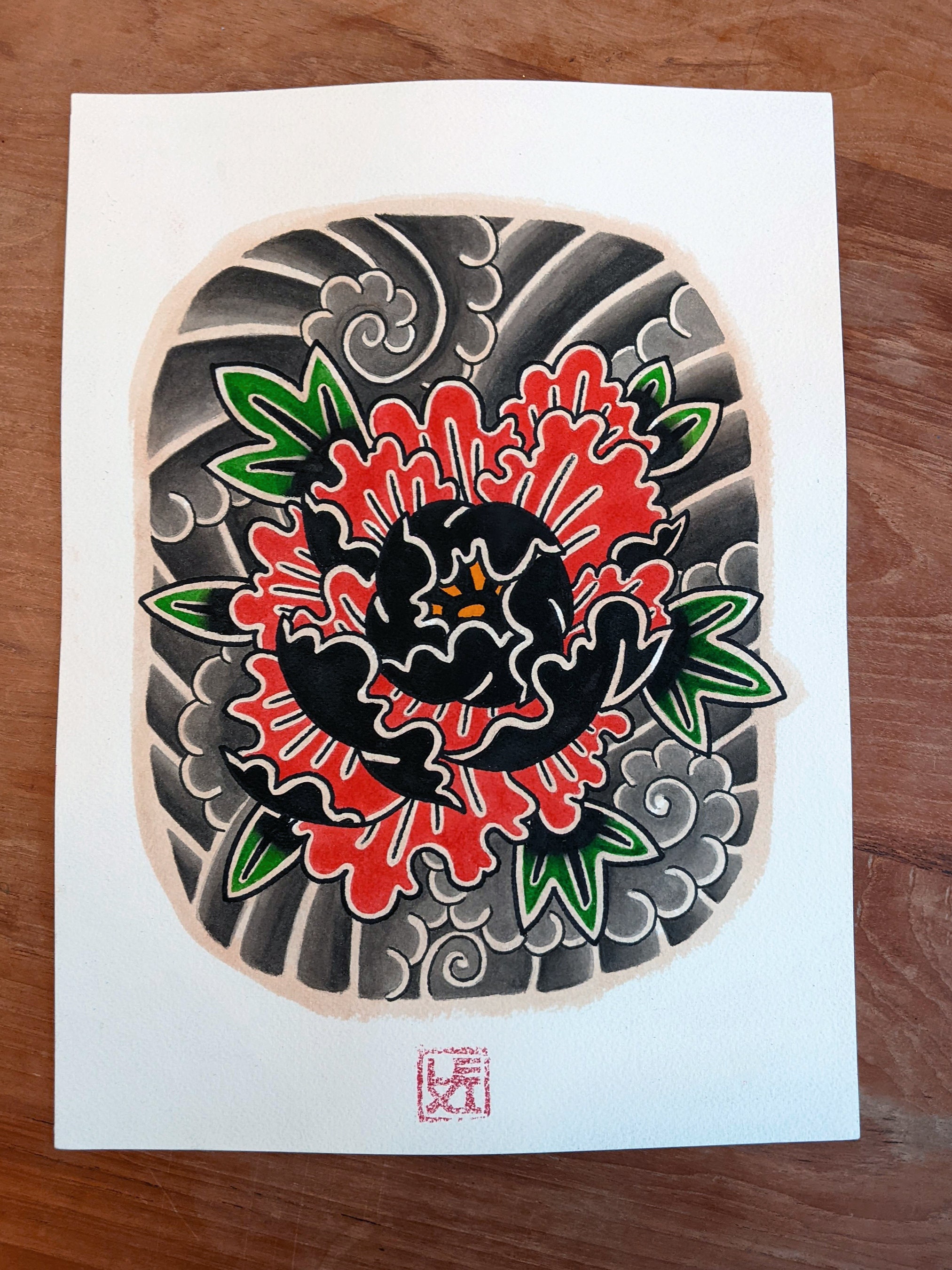 Peony Tattoo Sketch  Traditional Japanese Flower Tattoo