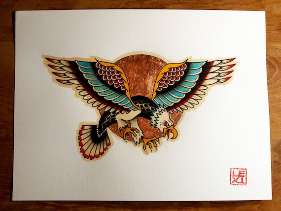 Illustration Of Eagle In Old School Tattoo Style Design Element For Poster  Flyer Emblem Sign Stock Illustration - Download Image Now - iStock