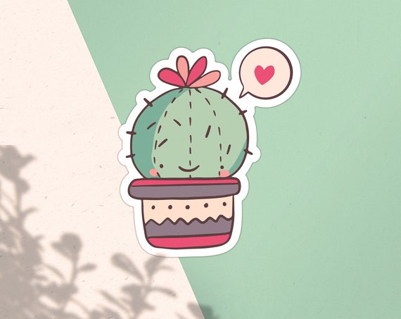 Adorable Cactus who loves you sticker cut out of vinyl | Etsy