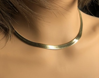 Herringbone Chain, 14k Gold Herringbone, Thick Gold Chain, Snake Chain Necklace, Herringbone Necklace, Layering Necklace, Gift for her