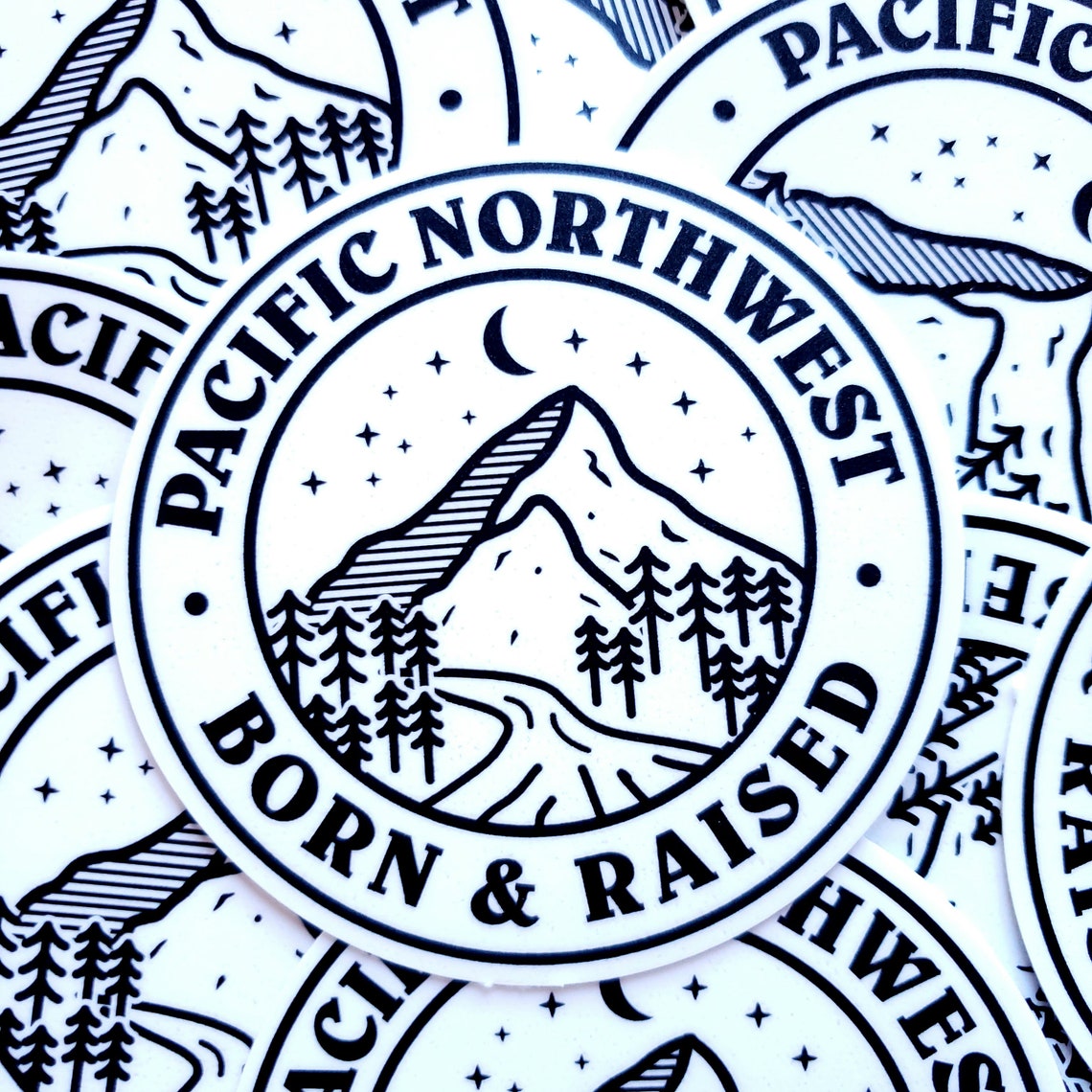 Pacific Northwest Born & Raised 3 X 3 Sticker Etsy