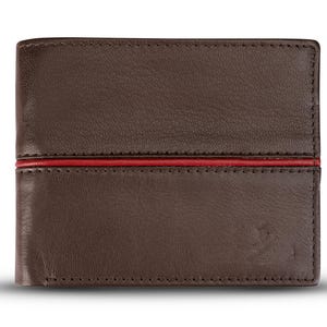 Cartera de cuero artesanal marrón Faiseanta para hombre con ranuras y compartimentos para tarjetas de crédito y débito