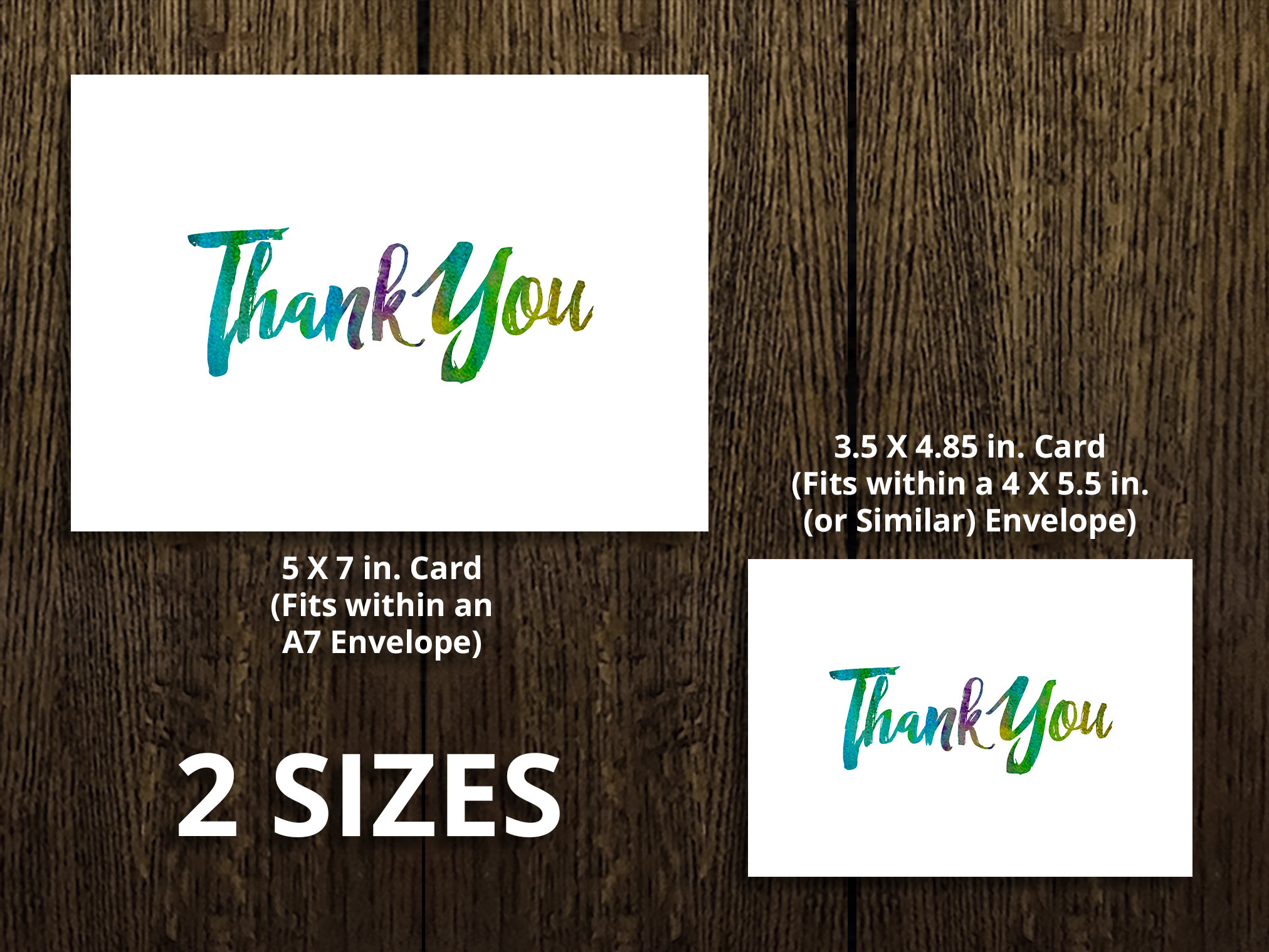 Printable Thank You Cards (2 Sizes), 5X7, 3X5, Downloadable Card