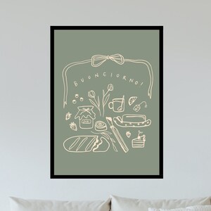 Buongiorno! Vintage European Farmhouse Cottage Art Print - Downloadable - Illustrative Printable Art - Kitchen Art Prints