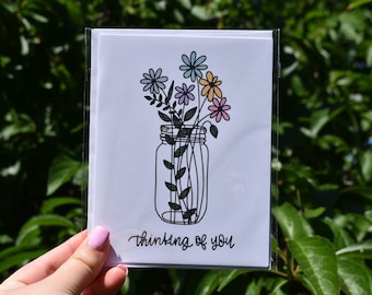 Simple Thinking of You Floral Blank Card | Floral Cards for Friends, Loved Ones and Family | Makkygrace Digital Art
