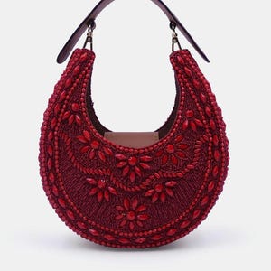 Bolso de mano de lujo de piel pura adornado