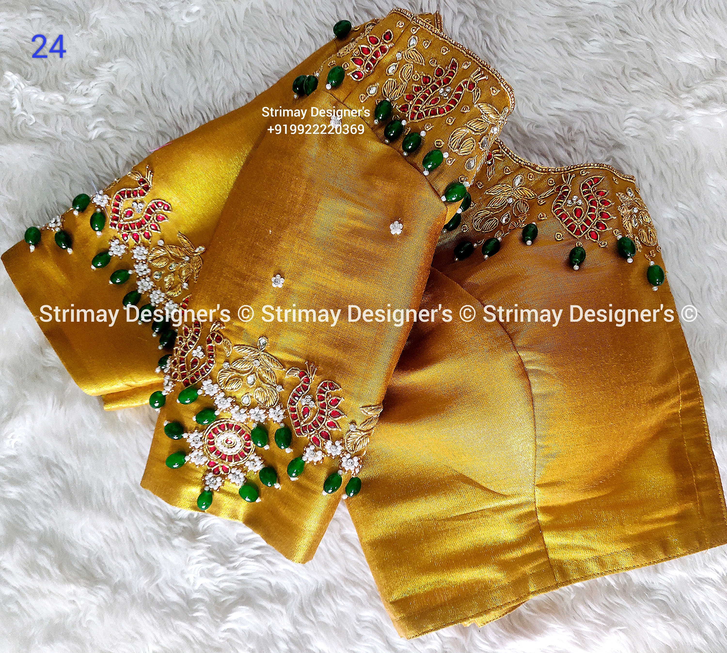 Maggam Rust Resistance Beaded Customizable  Handmade Saree Embroidery Blouse