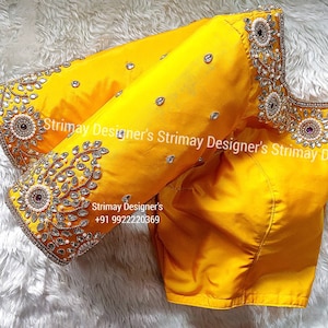 Maggam Rust Resistance Beaded Customizable  Handmade Saree Embroidery Blouse