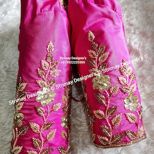 Maggam Rust Resistance Beaded Customizable  Handmade Saree Embroidery Blouse