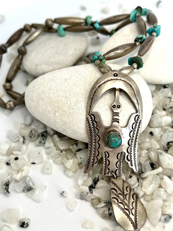 Thunderbird Sterling Silver Turquoise Vintage Pen… - image 6