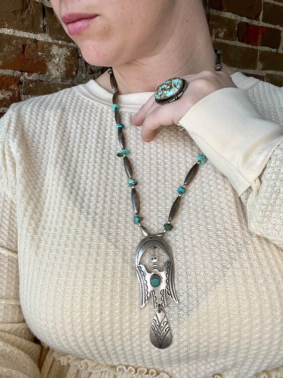 Thunderbird Sterling Silver Turquoise Vintage Pen… - image 2