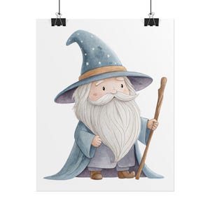 Whimsical Wizard Art Print: Enchanted Kids Room Decor