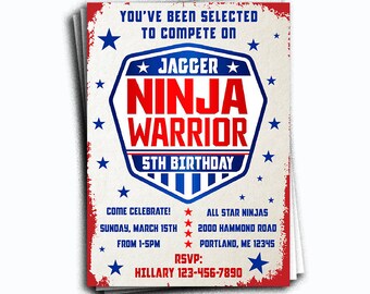 Ninja Warrior Invite Etsy