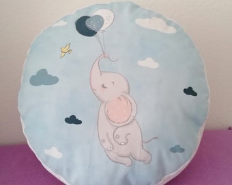 Sitzkissen blauer Baby Elefant mit Personalisierung