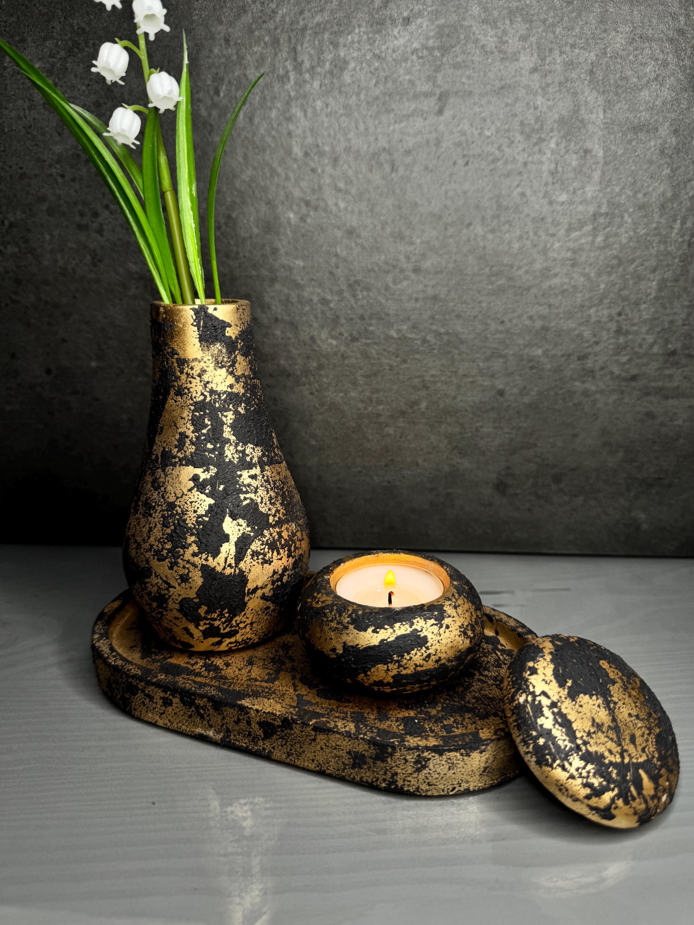 Schwarz gold decor