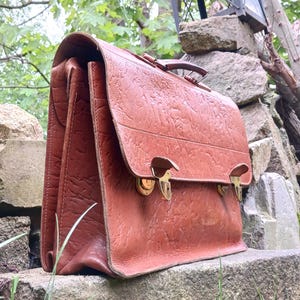 Aktentasche Echtleder Businesstasche 100% Leder vintage Lehrertasche drei Fächer davon 2 mit Reisverschluss Laptoptasche Aktenmappe braun