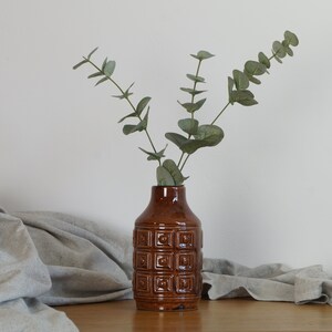 Vase mit Noppen Dekor braun Keramik 70er zylindrische Tischvase Blumenvase Boho Stil VEB Gräfenroda Form 132-18 G Tischdeko Vintagefuechse