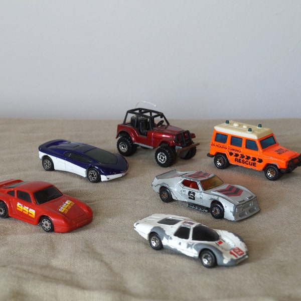 6 Matchbox Spielzeugautos vintage Modellautos 1:64 AMX Pro Stocker Jeep 4x4 Super GT Mb 280 GE Rescue Burnin Key Cars 959 Porsche 1980/ 90er