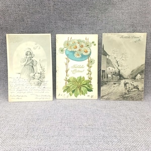 Antike Postkarten Osterkarten Konvolut 3 Ansichtspostkarten gestempelt gelaufen 1905-1913 Ostern Grußkarten Briefkarten Jugendstil Osterdeko