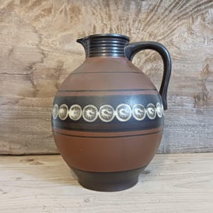 Große Kanne Ton bauchiger Krug braun Weinkrug Rheinsberg GDR großer Tonkrug mit Henkel Karaffe 3 Liter Wasserkrug Henkelkrug Vintage Füchse