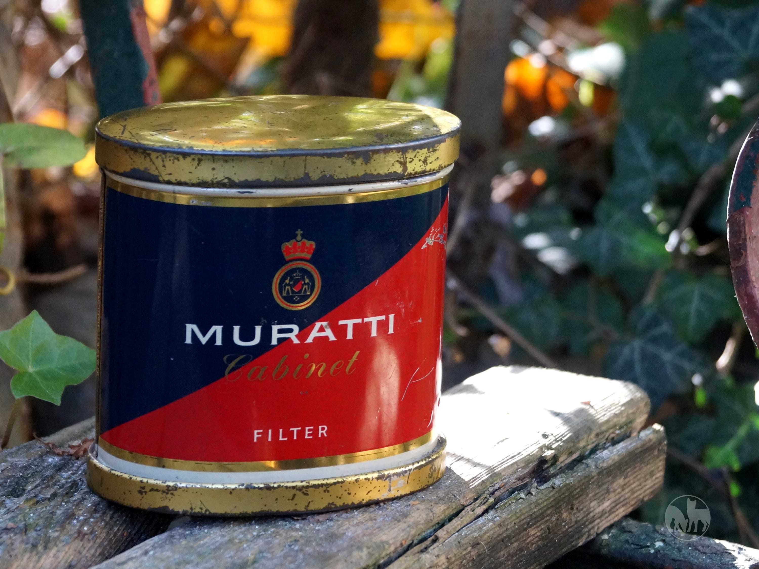Vintage tin can sales packaging Muratti Cabinet Filter cigarettes for 50 cigarettes old advertising cigarette case red blue vintagefuechse