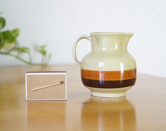 Sahnekännchen Colditz DDR, kleiner Keramik Krug | Süßes Kännchen in braun für Sahne oder Milch | kleine Blumenvase