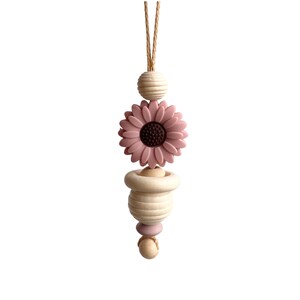 Halskette für Mamis, Stillkette Blume mit Ring, Holz Silikon, Länge variabel einstellbar Bild 3