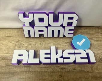 Personalized custom TWITCH style nickname decoration / 3D printed nameplate ! FREE SHIPPING