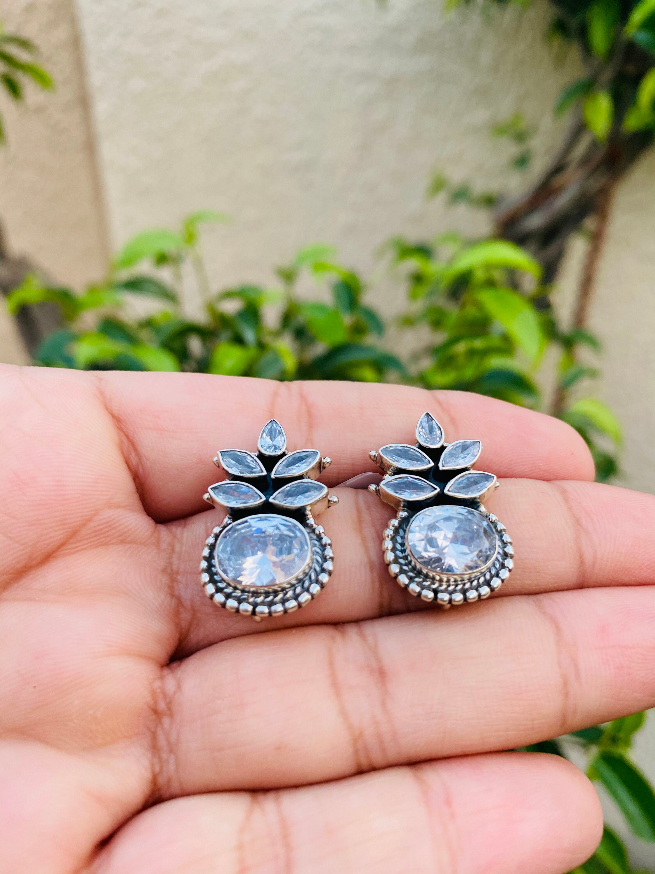 CZ silver earring Handmade 92.5 sterling silver jewellery Etsy